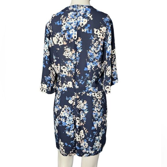 Jasmine & Juliana Floral Short Sleeve Romper Dark Blue & White Size 4 - Picture 3 of 3